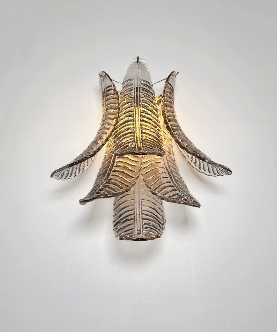 Murano Vegglampe | 6 Røykfargede Felciglass | 1 par