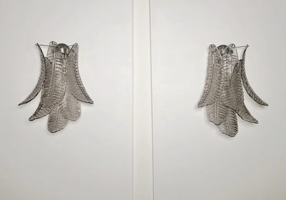 Murano Vegglampe | 6 Røykfargede Felciglass | 1 par