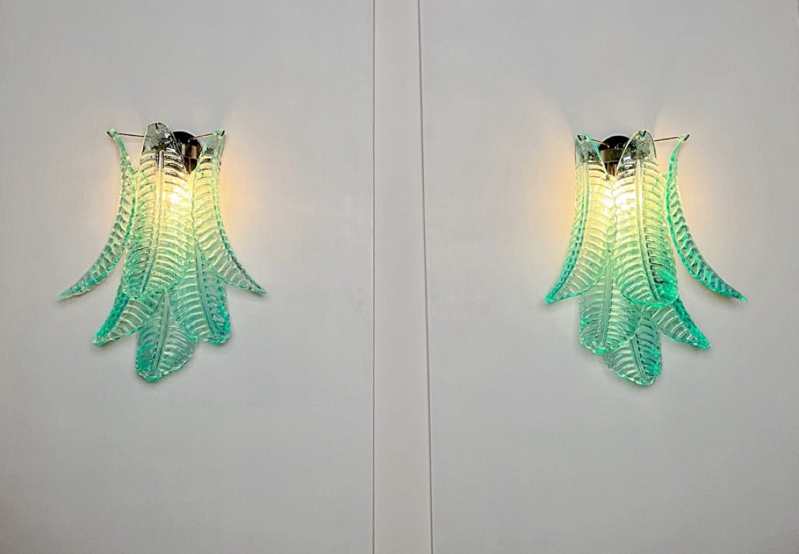 Murano Vegglampe | 6 Turkise Felciglass | 1 par