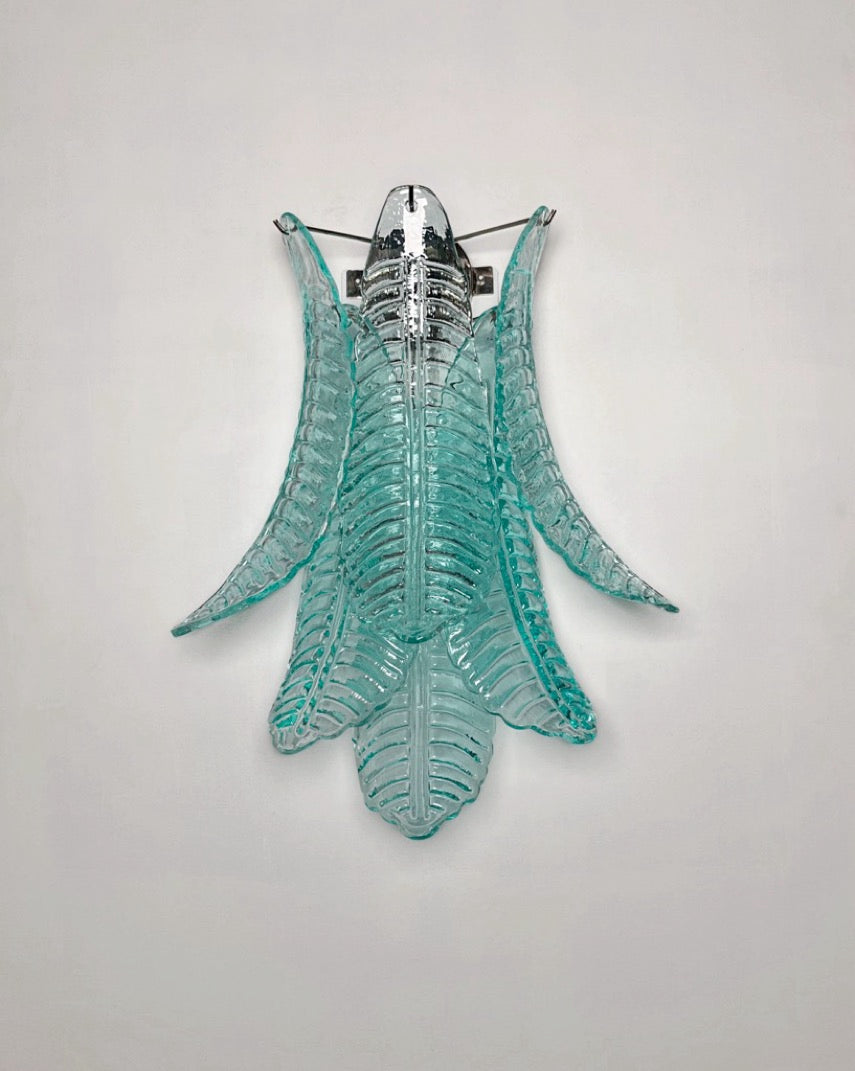 Murano Vegglampe | 6 Turkise Felciglass | 1 par