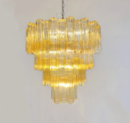 Murano Lysekrone | 80 Gule Rørglass