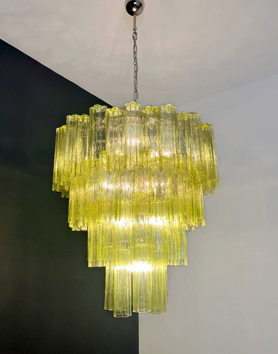 Murano Lysekrone | 80 Grønne Rørglass