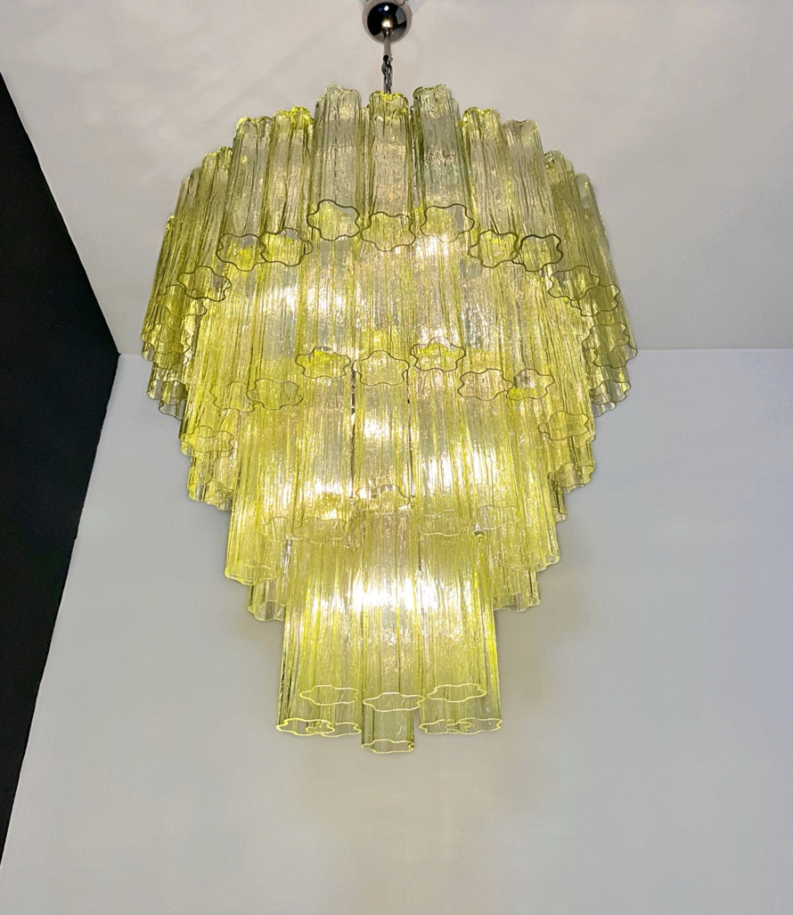 Murano Lysekrone | 80 Grønne Rørglass