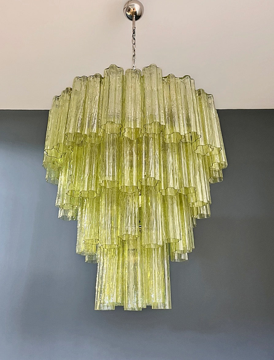 Murano Lysekrone | 80 Grønne Rørglass