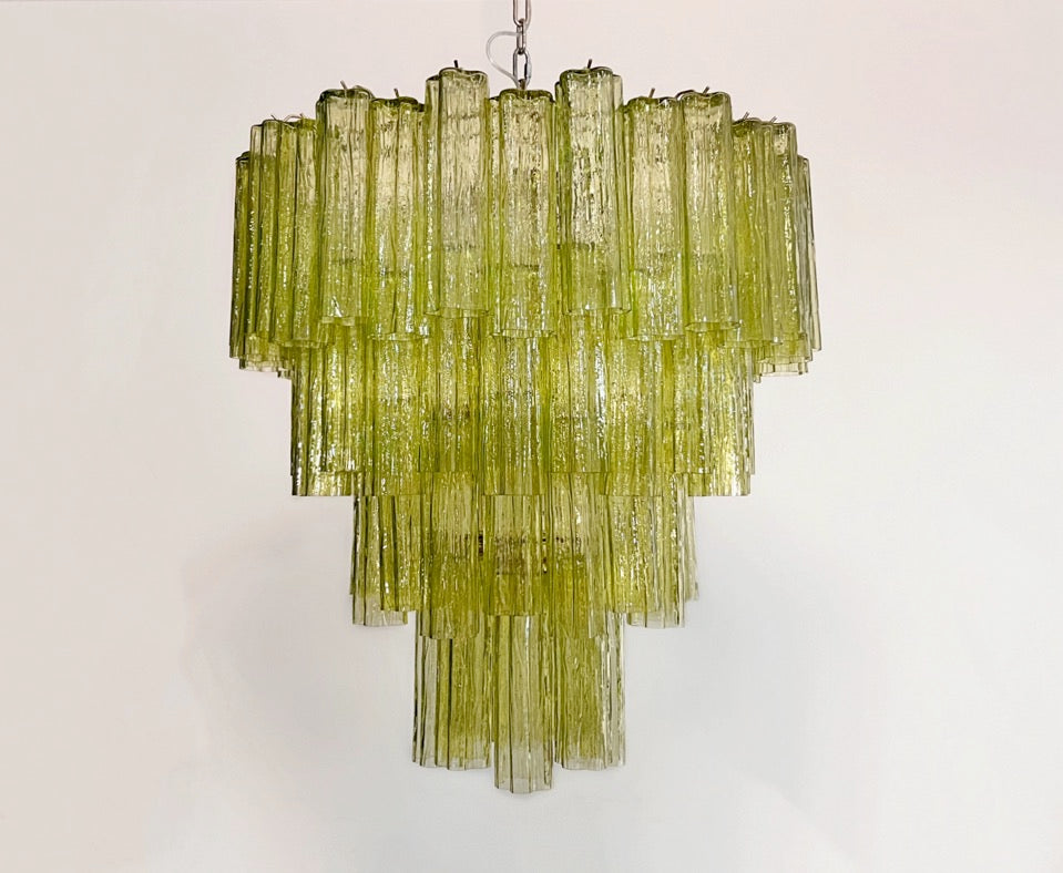 Murano Lysekrone | 80 Grønne Rørglass