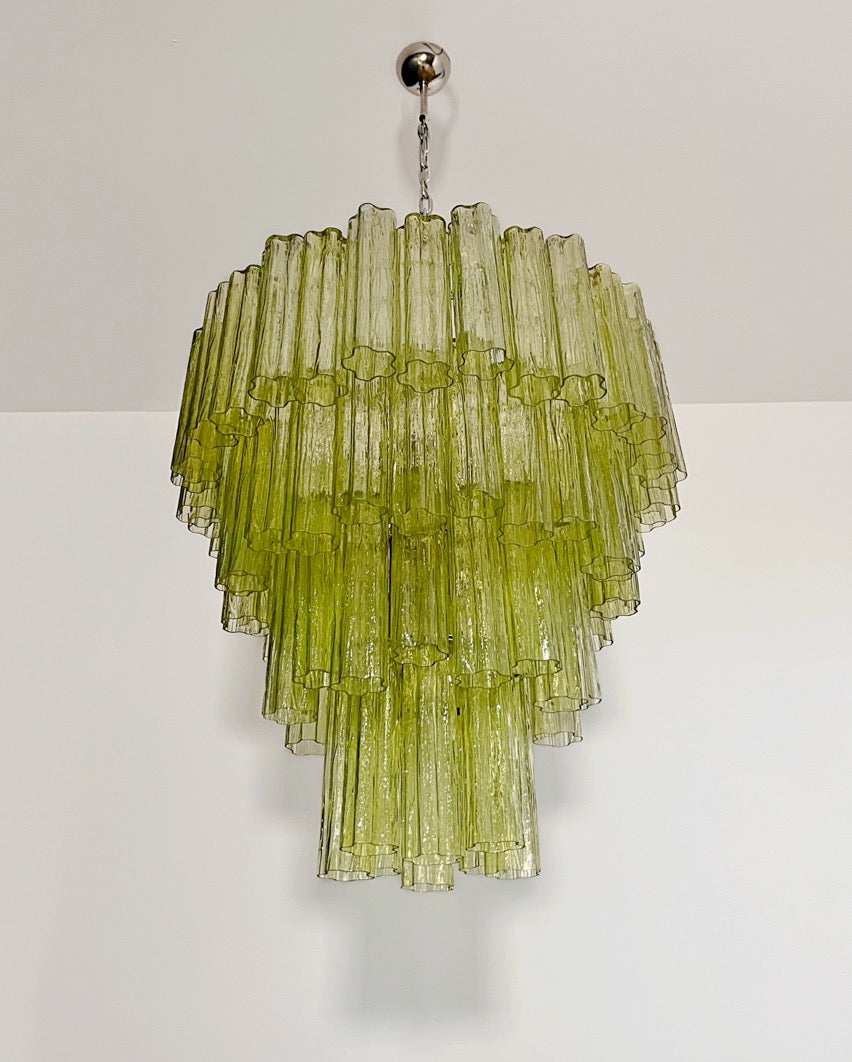 Murano Lysekrone | 80 Grønne Rørglass