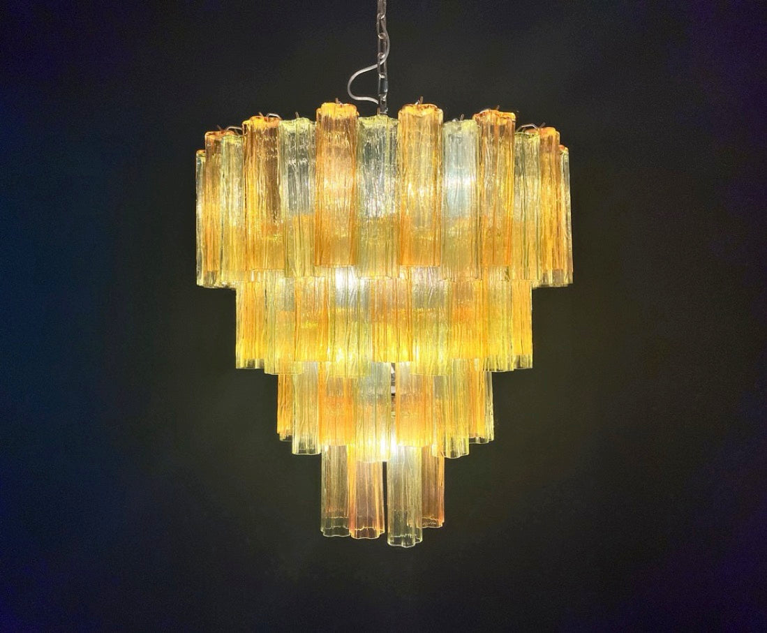 Murano Lysekrone | 80 Gule Grønne Rørglass