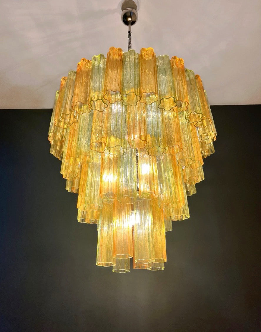 Murano Lysekrone | 80 Gule Grønne Rørglass