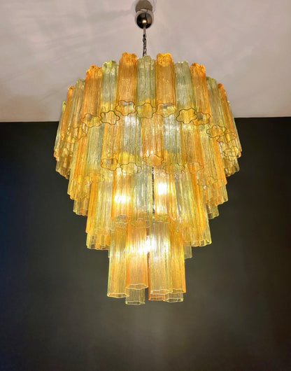 Murano Lysekrone | 80 Gule Grønne Rørglass