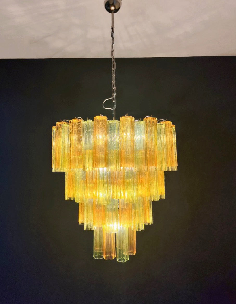 Murano Chandelier – 80 Yellow Green Glass Tubes – detail 4 – Murano Classics