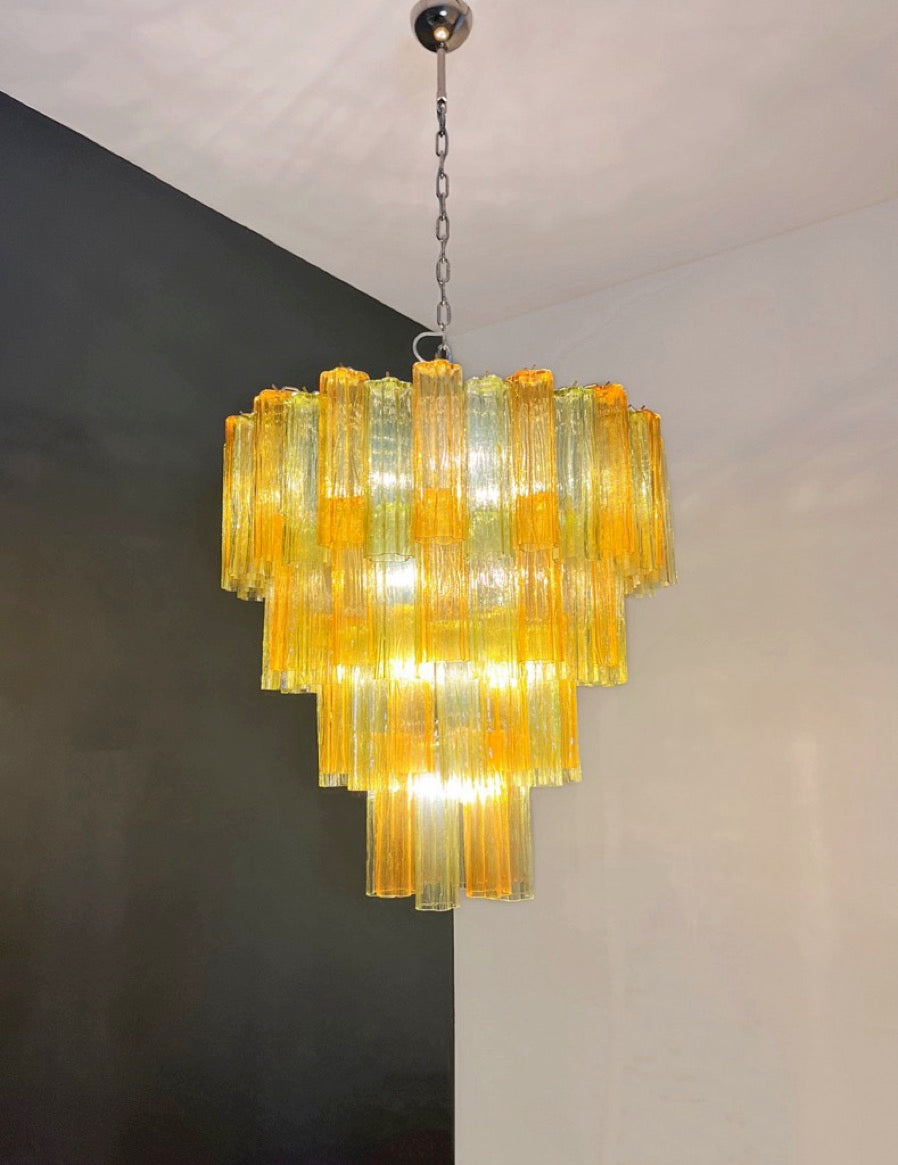 Murano Lysekrone | 80 Gule Grønne Rørglass