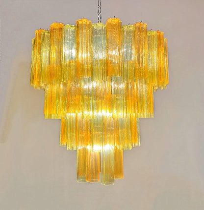 Murano Lysekrone | 80 Gule Grønne Rørglass