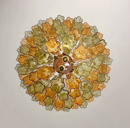 Murano Lysekrone | 80 Gule Grønne Rørglass