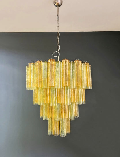 Murano Lysekrone | 80 Gule Grønne Rørglass