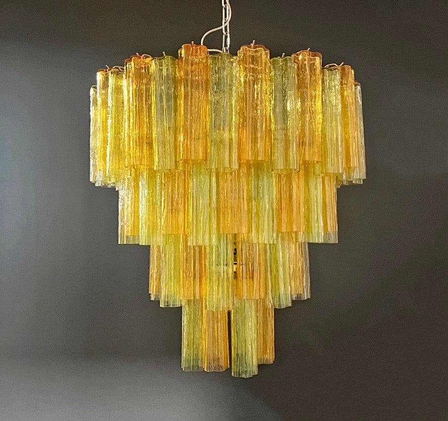 Murano Lysekrone | 80 Gule Grønne Rørglass