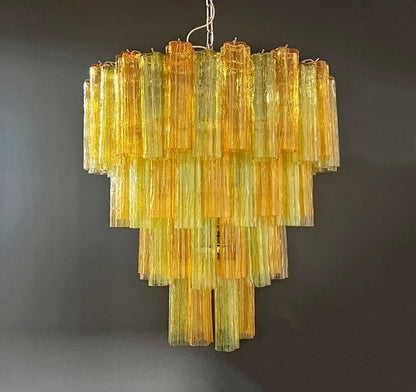 Murano Lysekrone | 80 Gule Grønne Rørglass
