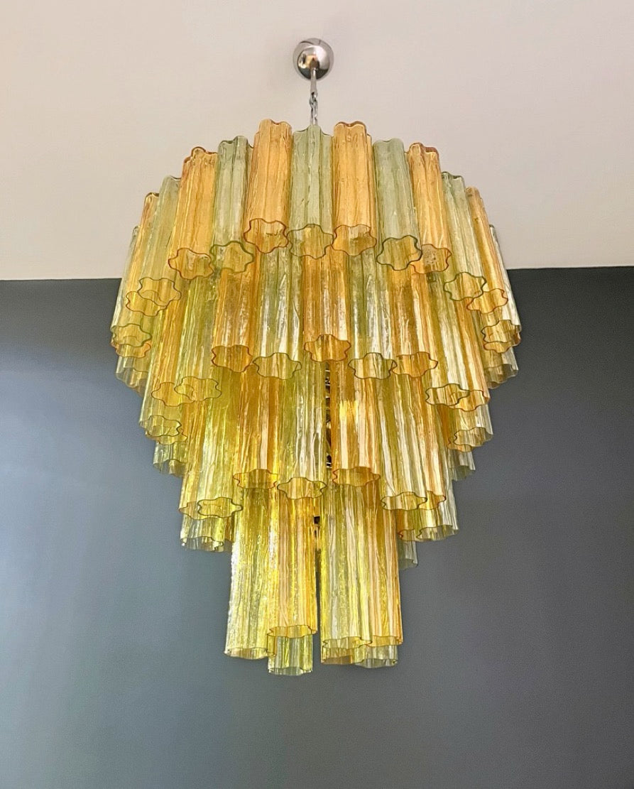 Murano Lysekrone | 80 Gule Grønne Rørglass