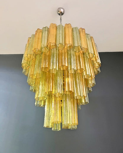 Murano Lysekrone | 80 Gule Grønne Rørglass