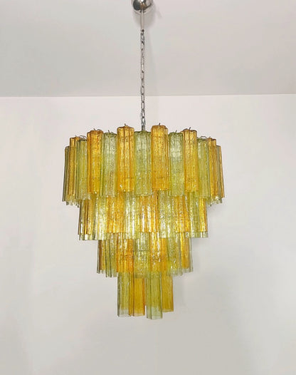 Murano Lysekrone | 80 Gule Grønne Rørglass