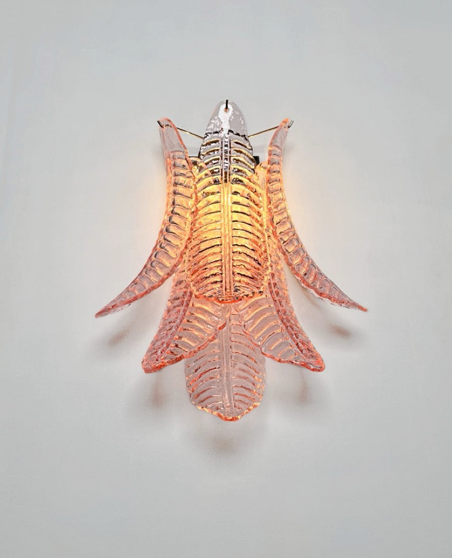 Murano Vegglampe | 6 Rosa Felciglass | 1 par