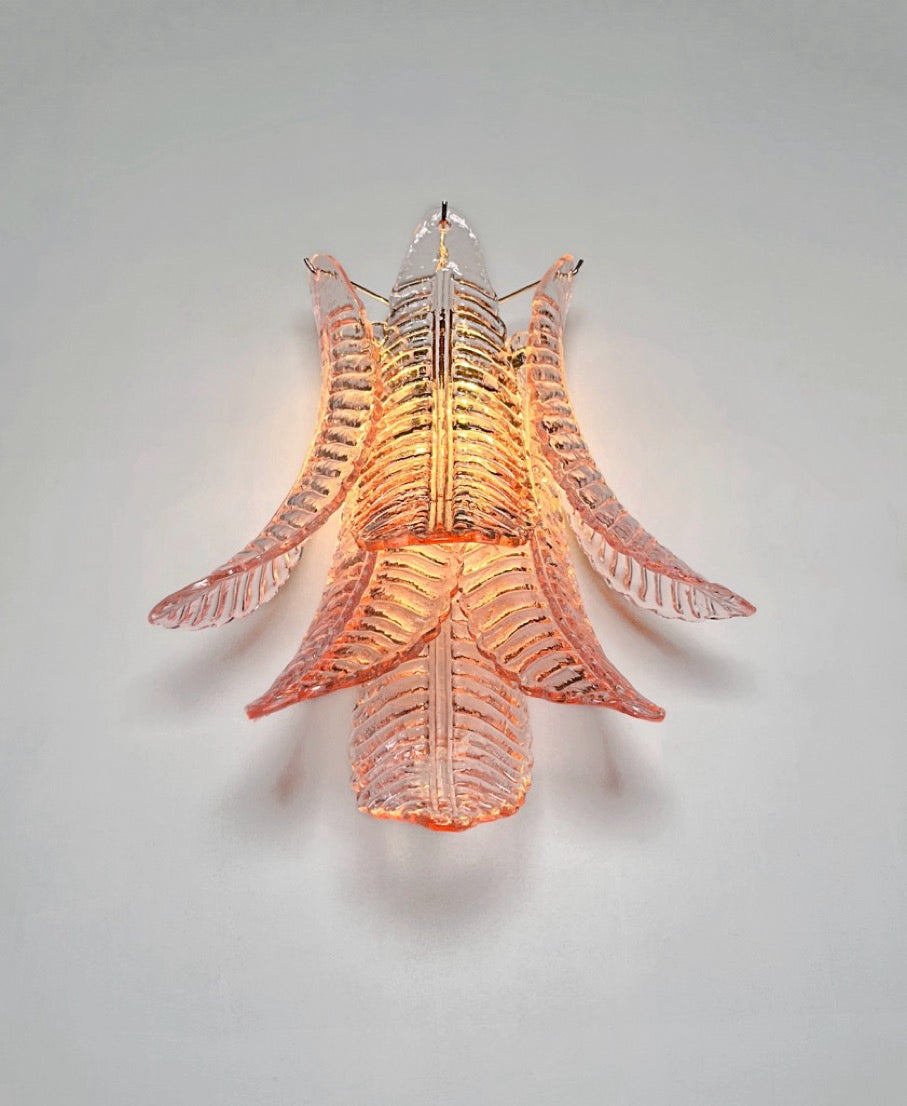 Murano Vegglampe | 6 Rosa Felciglass | 1 par