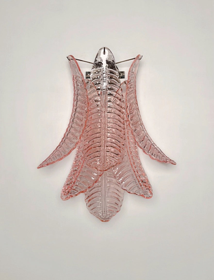 Murano Vegglampe | 6 Rosa Felciglass | 1 par