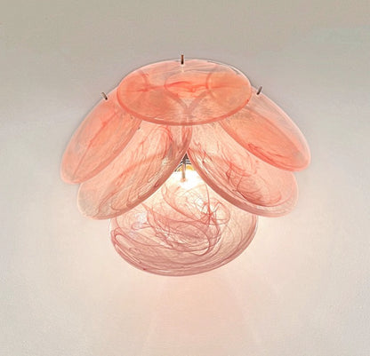 Murano Vegglampe | 6 Rosa Alabaster Diskglass | 1 par