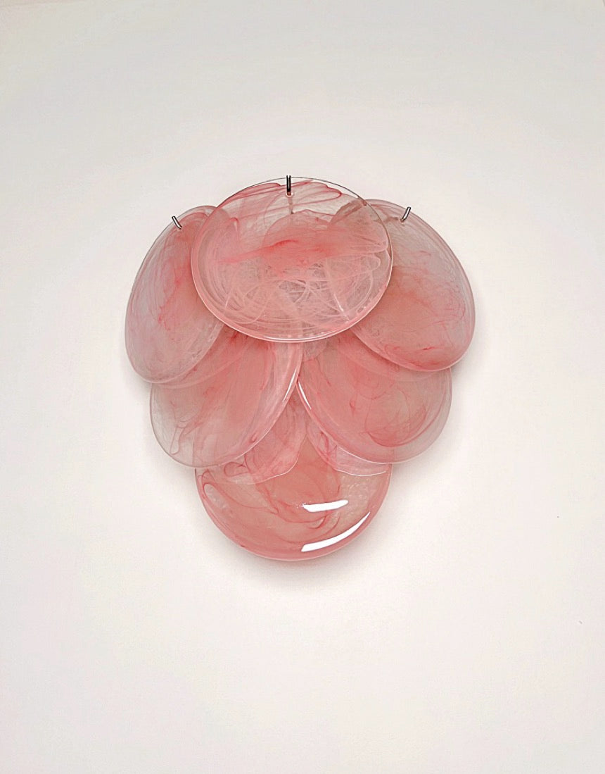 Murano Vegglampe | 6 Rosa Alabaster Diskglass | 1 par