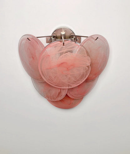 Murano Vegglampe | 6 Rosa Alabaster Diskglass | 1 par