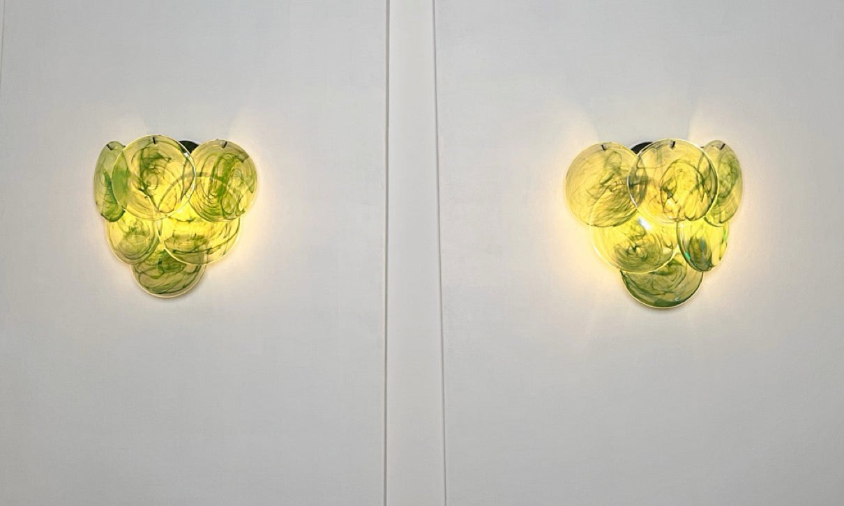 Murano Wall Lamp – 6 Green Alabaster Disc Glass – Set of 2 – detail 7 – Murano Classics