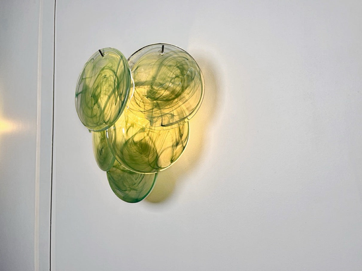Murano Wall Lamp – 6 Green Alabaster Disc Glass – Set of 2 – detail 6 – Murano Classics
