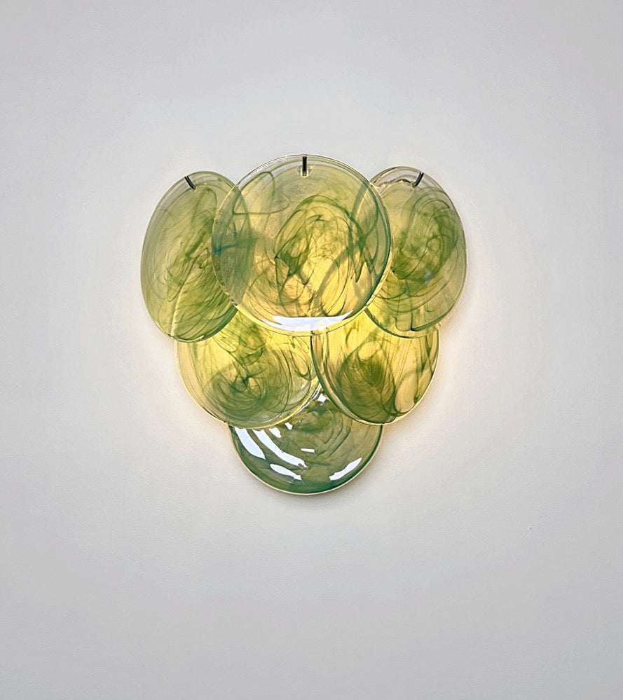 Murano Wall Lamp – 6 Green Alabaster Disc Glass – Set of 2 – detail 5 – Murano Classics