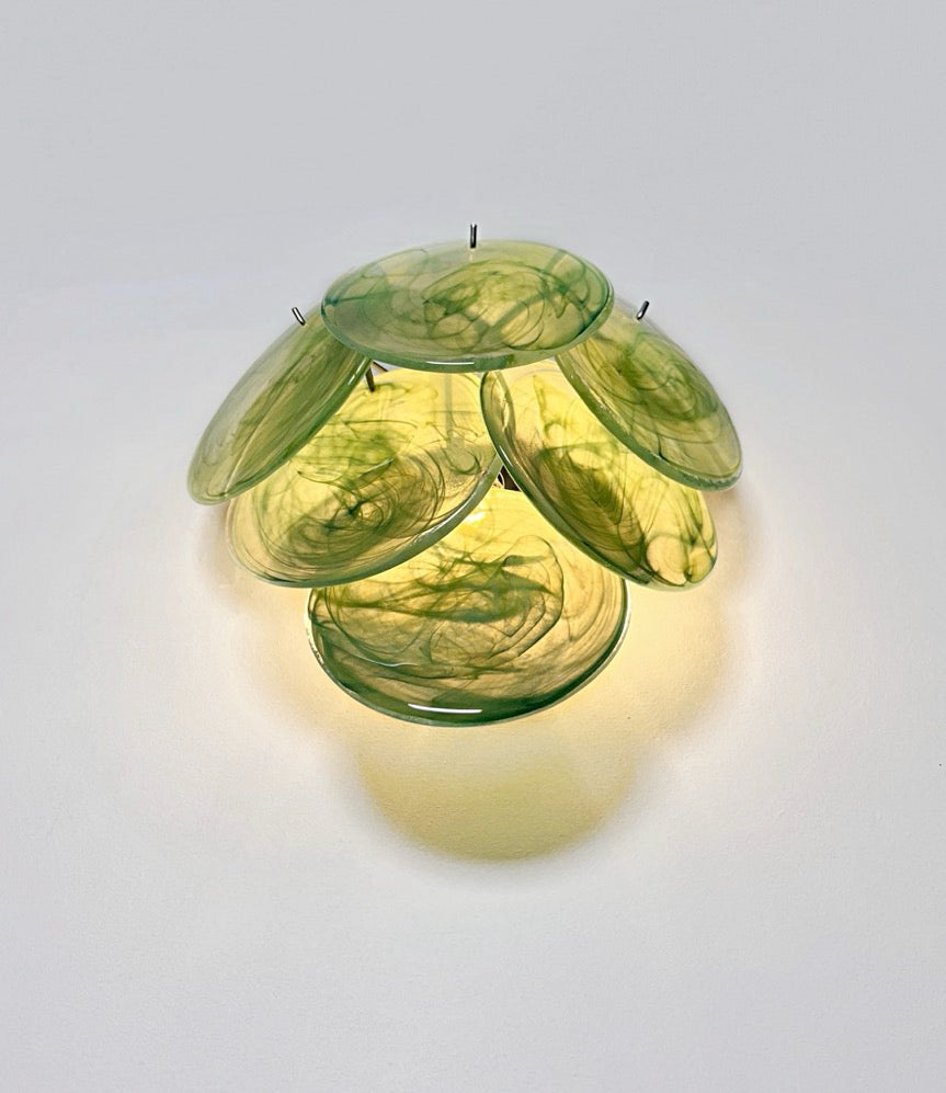 Murano Wall Lamp – 6 Green Alabaster Disc Glass – Set of 2 – detail 3 – Murano Classics