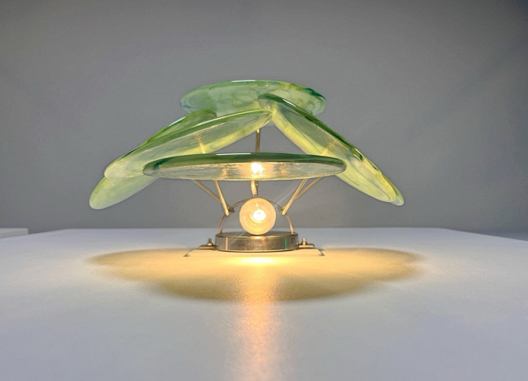 Murano Vegglampe | 6 Grønne Alabaster Diskglass | 1 par