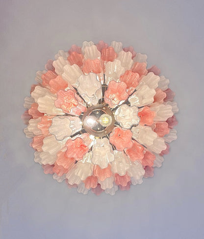 Murano Lysekrone | 80 Rosa Hvite Alabaster Rørglass