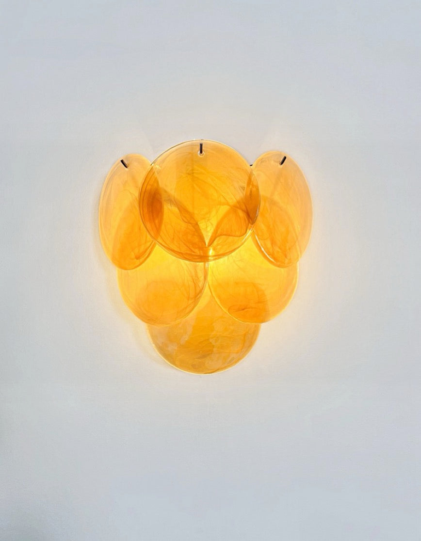 Murano Vegglampe | 6 Alabaster Gull Diskglass | 1 par