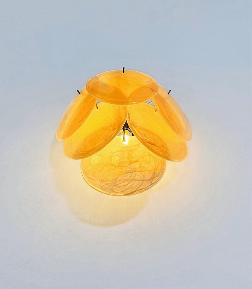 Murano Vegglampe | 6 Alabaster Gull Diskglass | 1 par