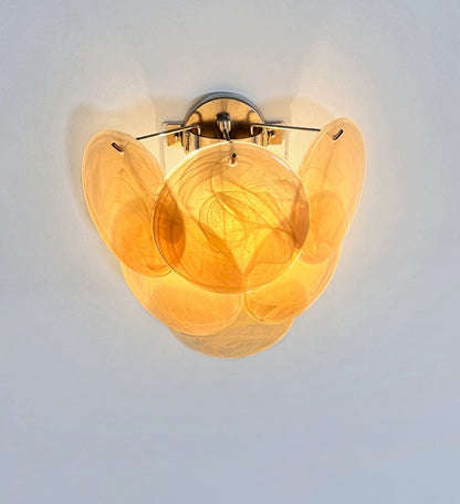 Murano Vegglampe | 6 Alabaster Gull Diskglass | 1 par