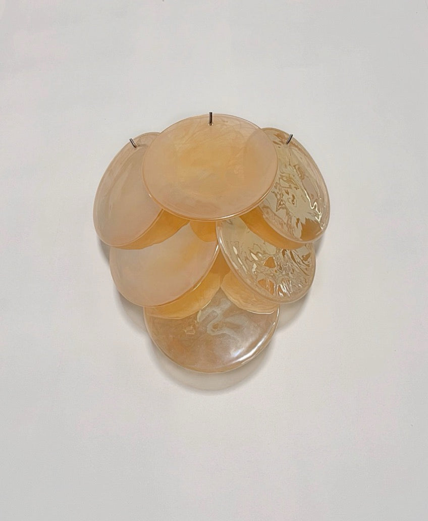 Murano Vegglampe | 6 Alabaster Gull Diskglass | 1 par