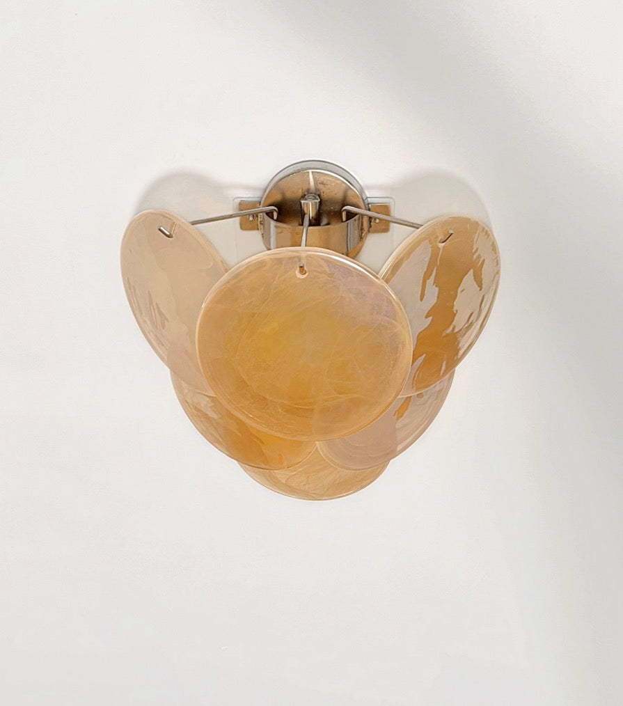 Murano Vegglampe | 6 Alabaster Gull Diskglass | 1 par