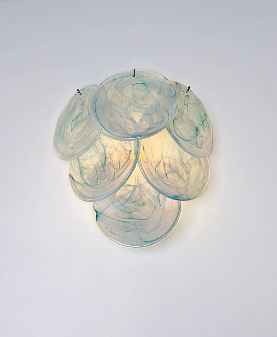 Murano Wall Lamp – 6 Blue Alabaster Disc Glass – Set of 2 – detail 4 – Murano Classics