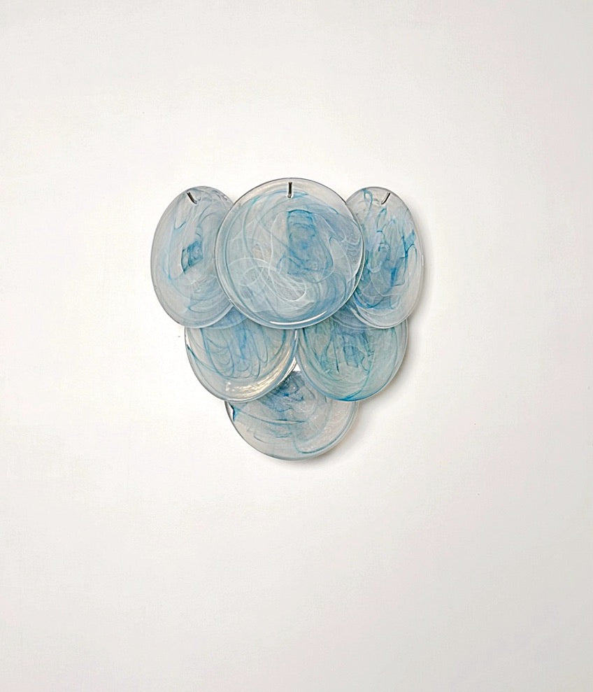 Murano Wall Lamp – 6 Blue Alabaster Disc Glass – Set of 2 – Murano Classics