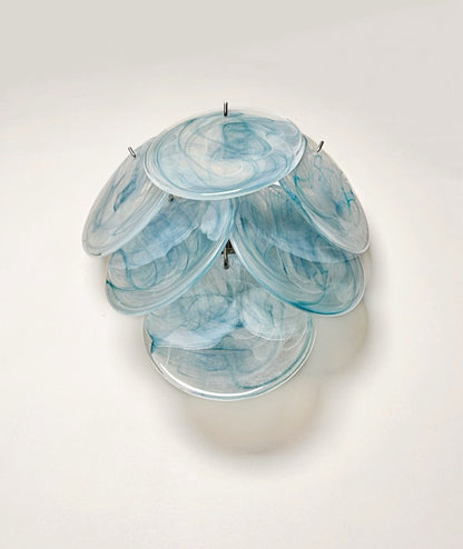 Murano Vegglampe | 6 Blå Alabaster Diskglass | 1 par