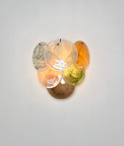 Murano Vegglampe | 6 Multifarget Alabaster Diskglass | 1 par