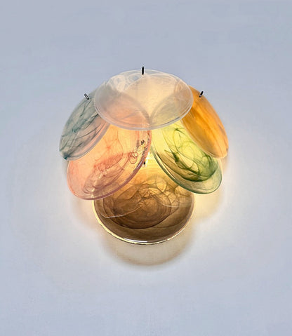 Murano Vegglampe | 6 Multifarget Alabaster Diskglass | 1 par