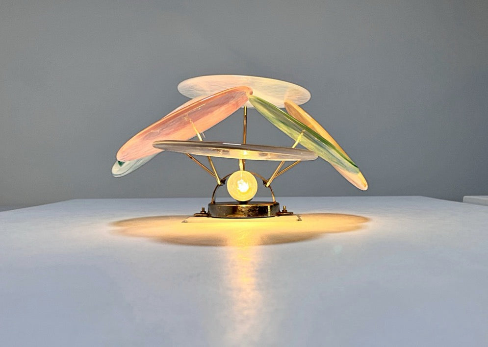 Murano Vegglampe | 6 Multifarget Alabaster Diskglass | 1 par