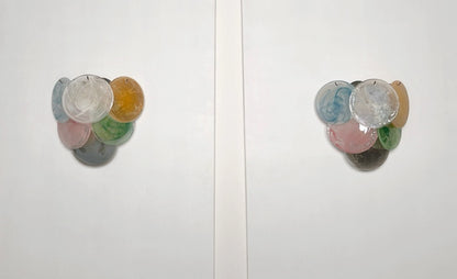 Murano Vegglampe | 6 Multifarget Alabaster Diskglass | 1 par