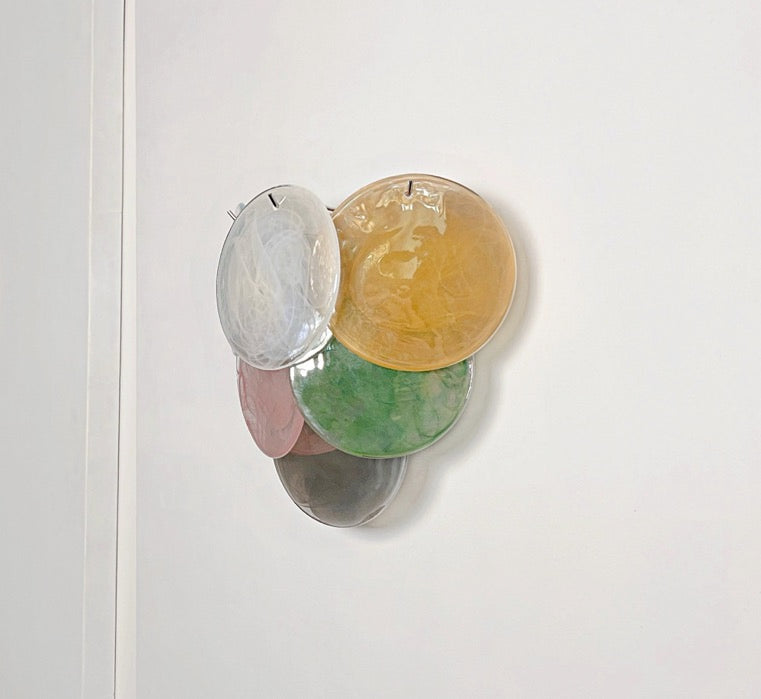 Murano Vegglampe | 6 Multifarget Alabaster Diskglass | 1 par
