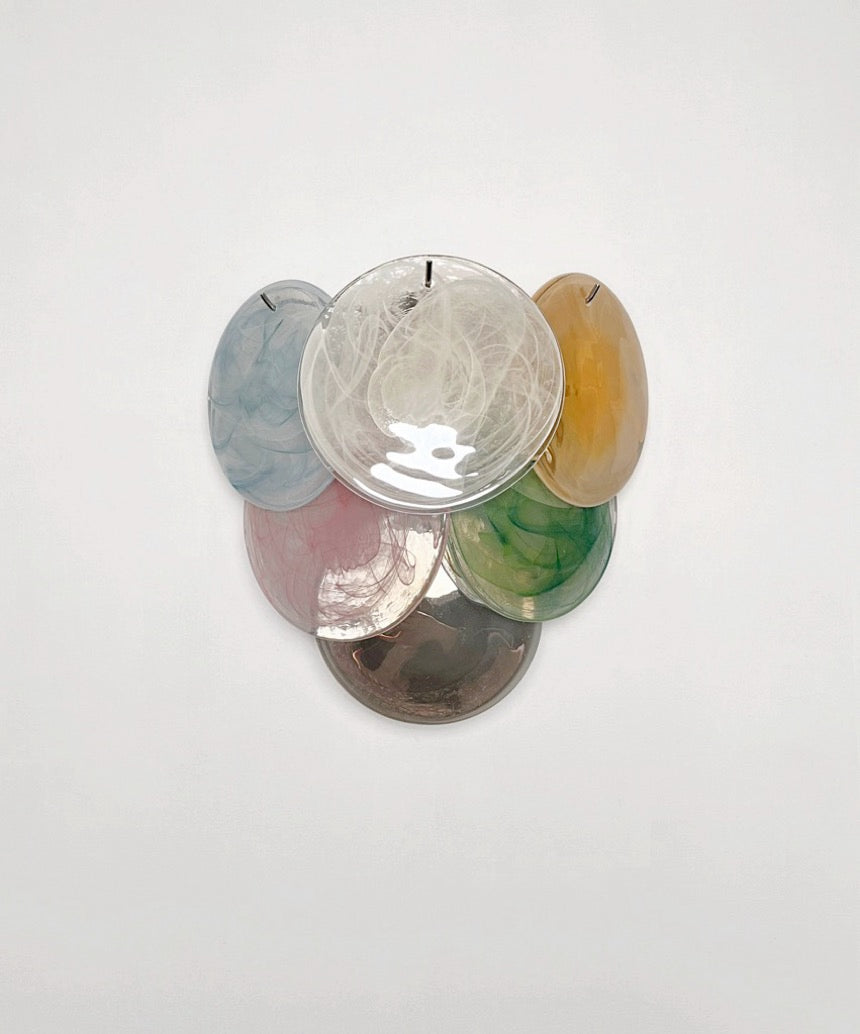 Murano Vegglampe | 6 Multifarget Alabaster Diskglass | 1 par