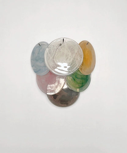 Murano Vegglampe | 6 Multifarget Alabaster Diskglass | 1 par